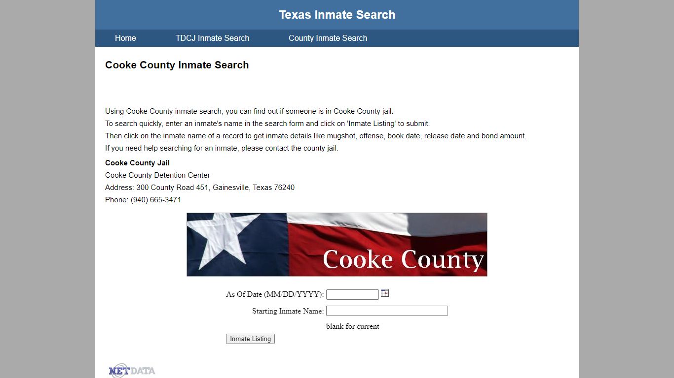 Cooke County Inmate Search